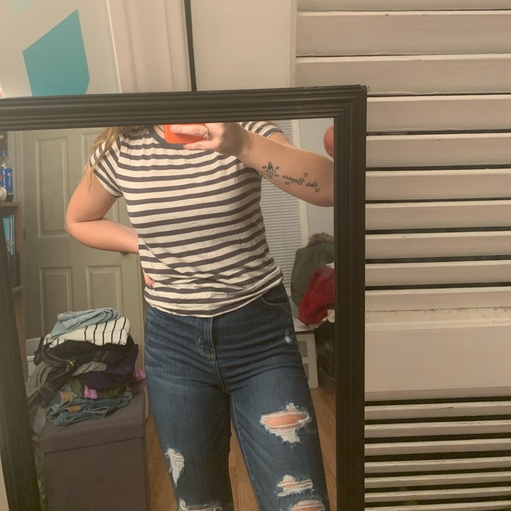 striped small american eagle tshirt